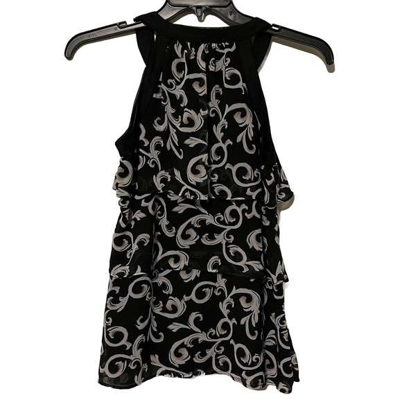 White House Black‎ Market Sleeveless Tiered Chiffon Ruffle Blouse Lined  Sz S - Picture 3 of 7